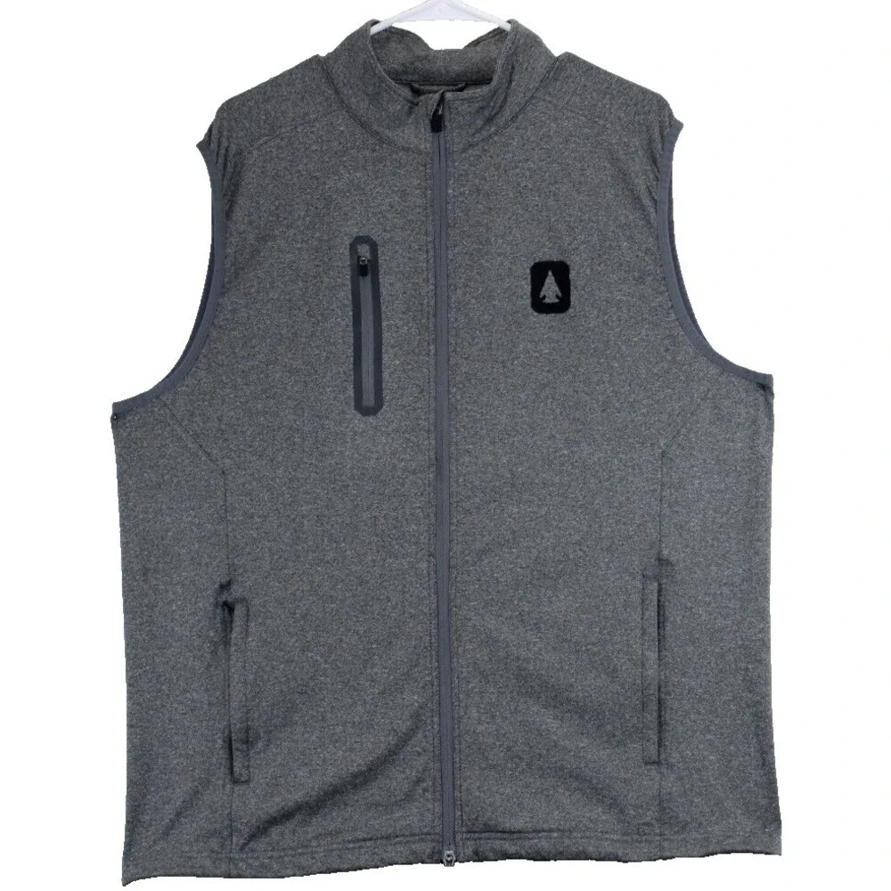LEVELWEAR Men's Heather Gray Full Zip Vest Performance Logo Size L‎